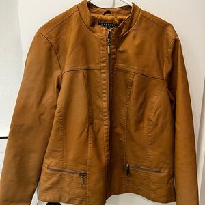 Faux leather bomber jacket.  Women’s size 1X. Never worn.